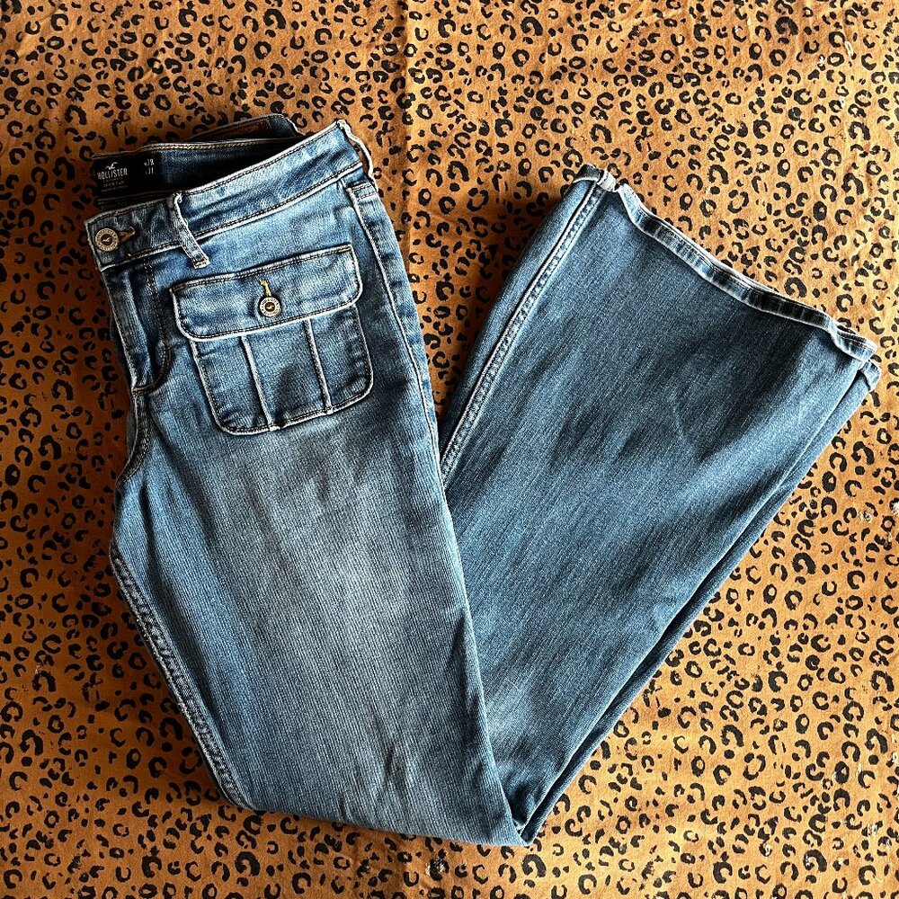 Hollister low-rise flare jeans with front button pockets